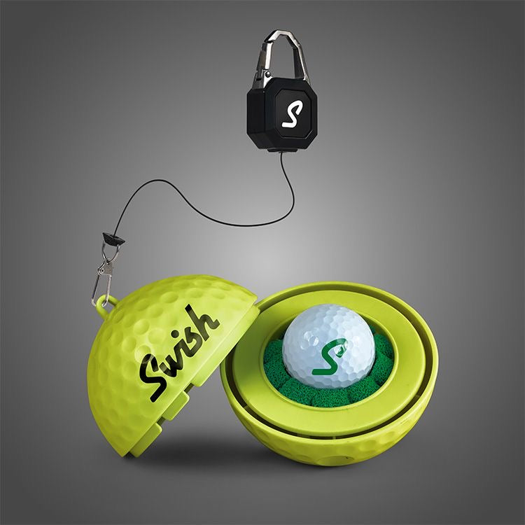 Swish Portable Golf Ball Cleaner in Neon Yellow with Lanyard